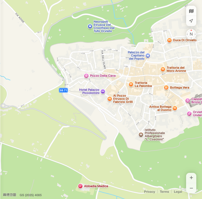 Mappa di Al Pozzo Etrusco a Orvieto